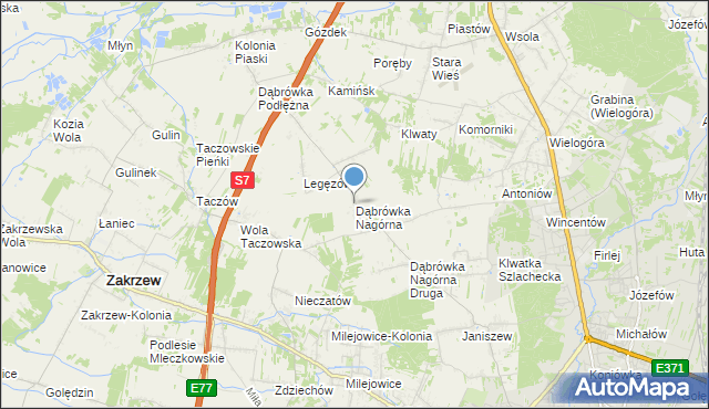 mapa Dąbrówka Nagórna, Dąbrówka Nagórna na mapie Targeo